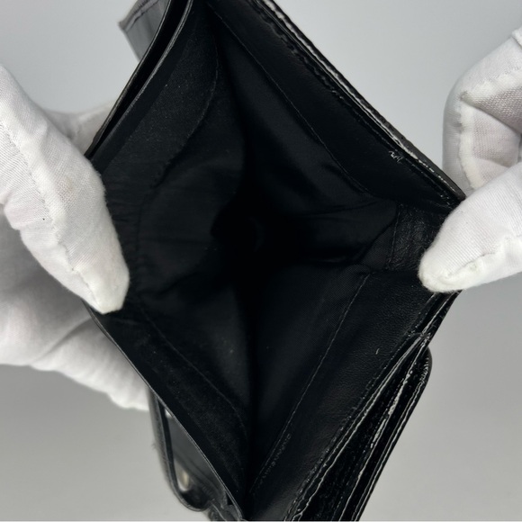 🖤BURBERRY Black/Grey Beat Check Nylon And Patent Leather Penrose Compact Wallet - Picture 6 of 7